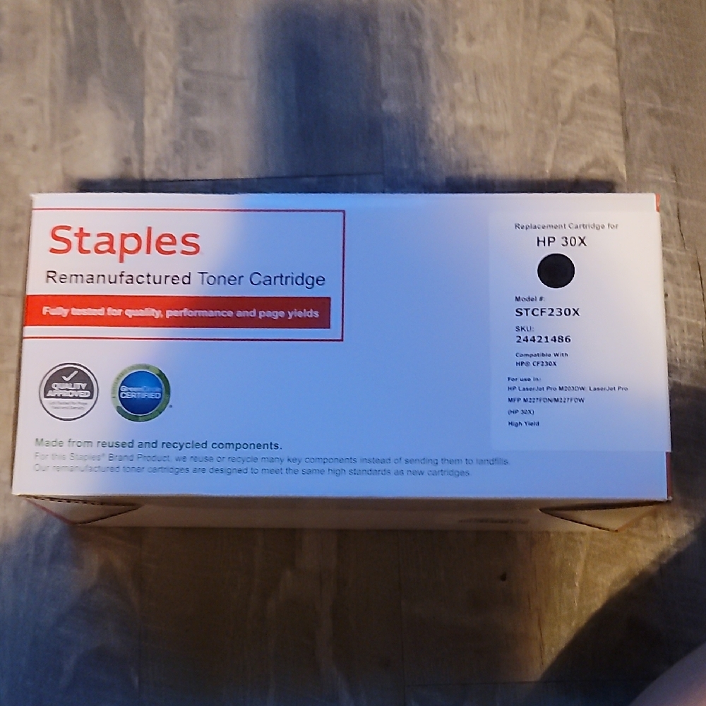 Staples Remanufactured Tner Cart for  hp30X